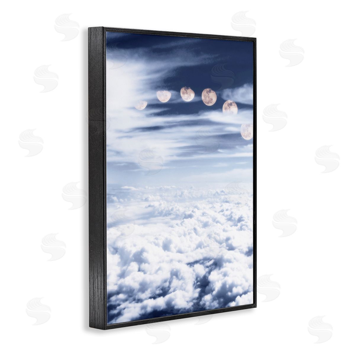 Moon Phases Over Clouds Black Frame Print Wall Art, Home Decor by Sundance Group