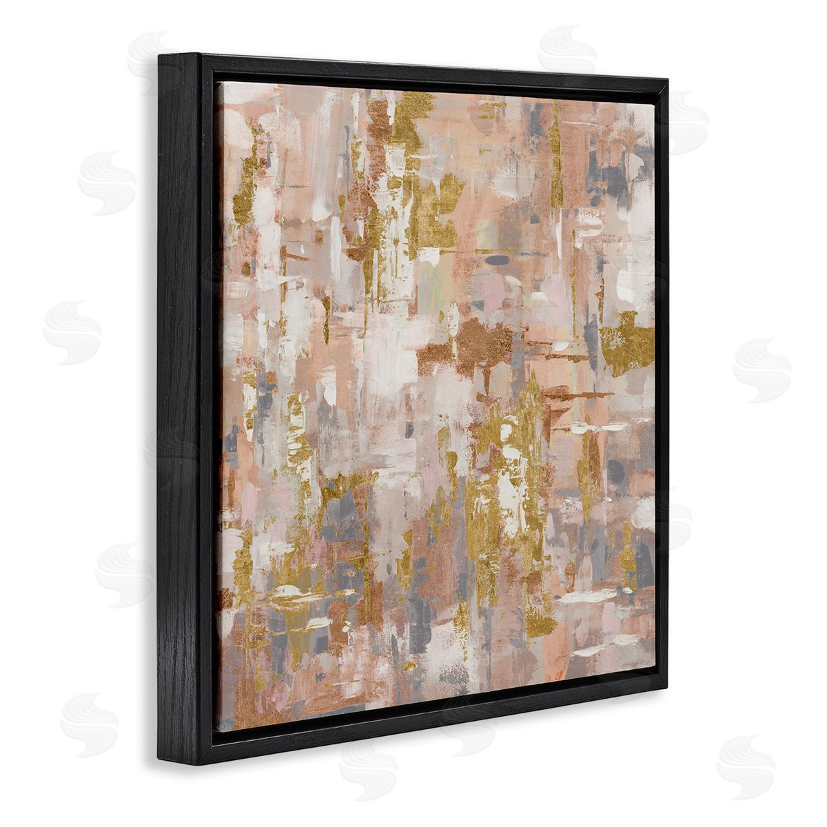 Abstract with Paint Streaks Black Floating Frame Canvas Wall Art, Home Decor by Lorenzo Collective