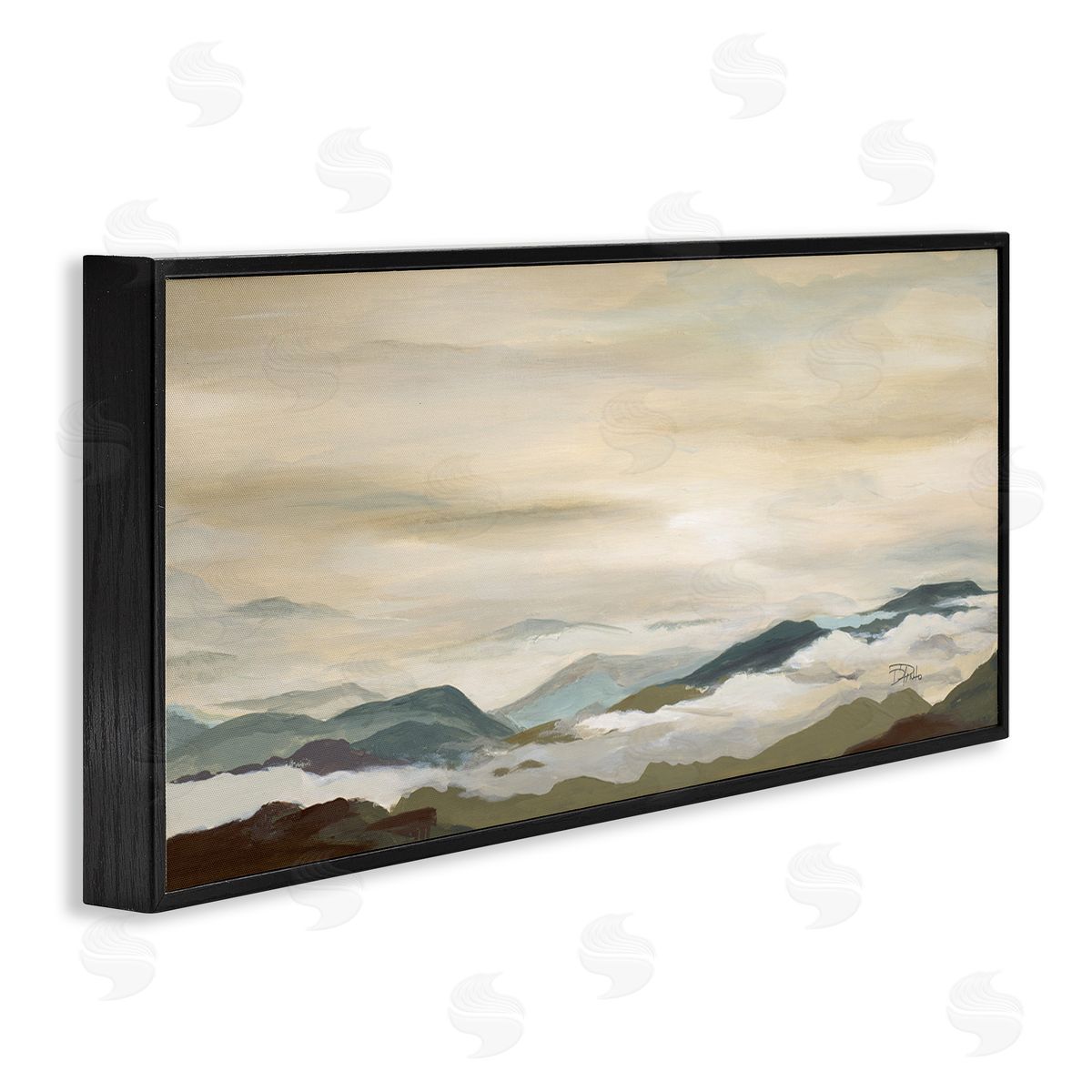 Solemn Mountains Peeking Black Frame Print Wall Art, Home Decor by Patricia Pinto