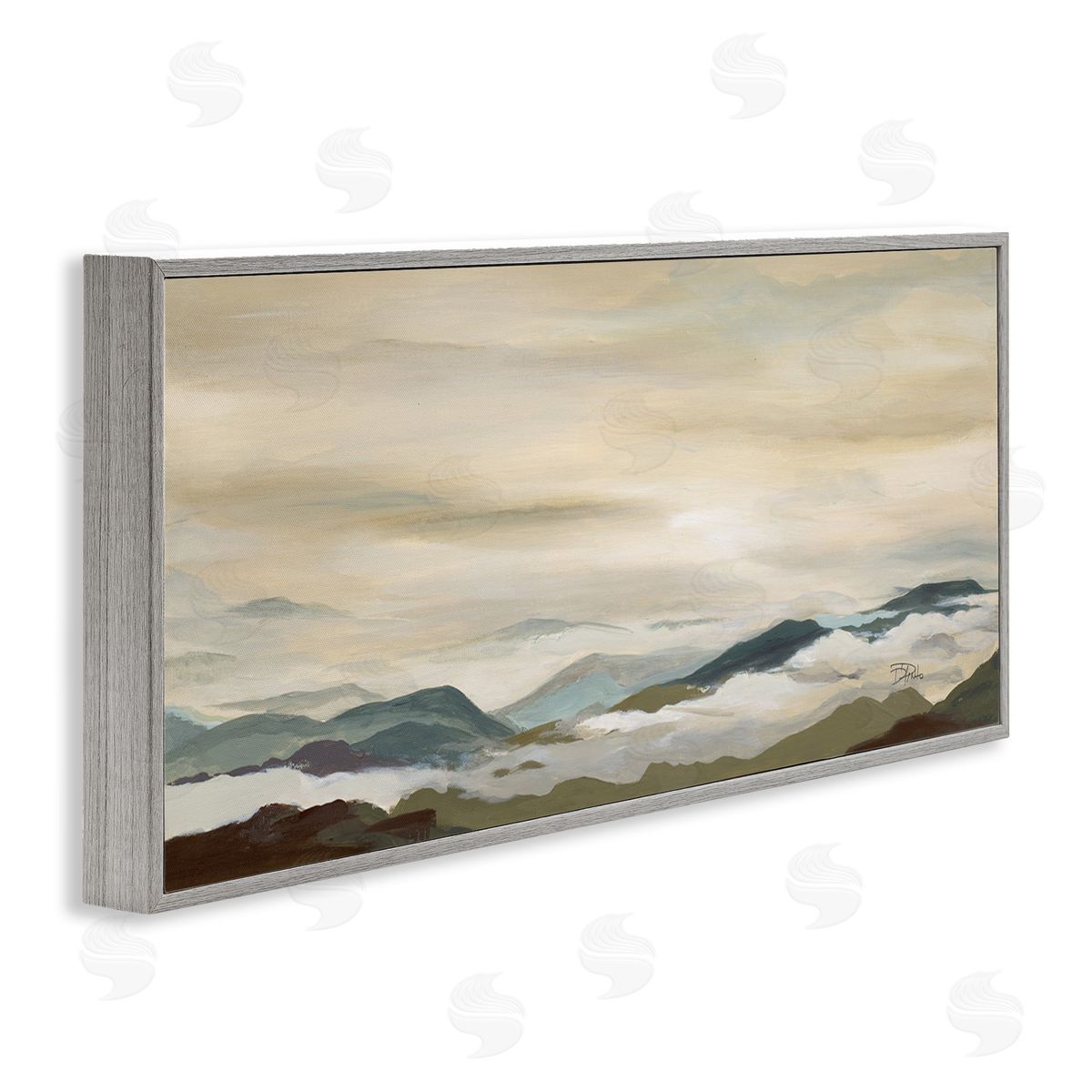 Solemn Mountains Peeking Grey Frame Print Wall Art, Home Decor by Patricia Pinto