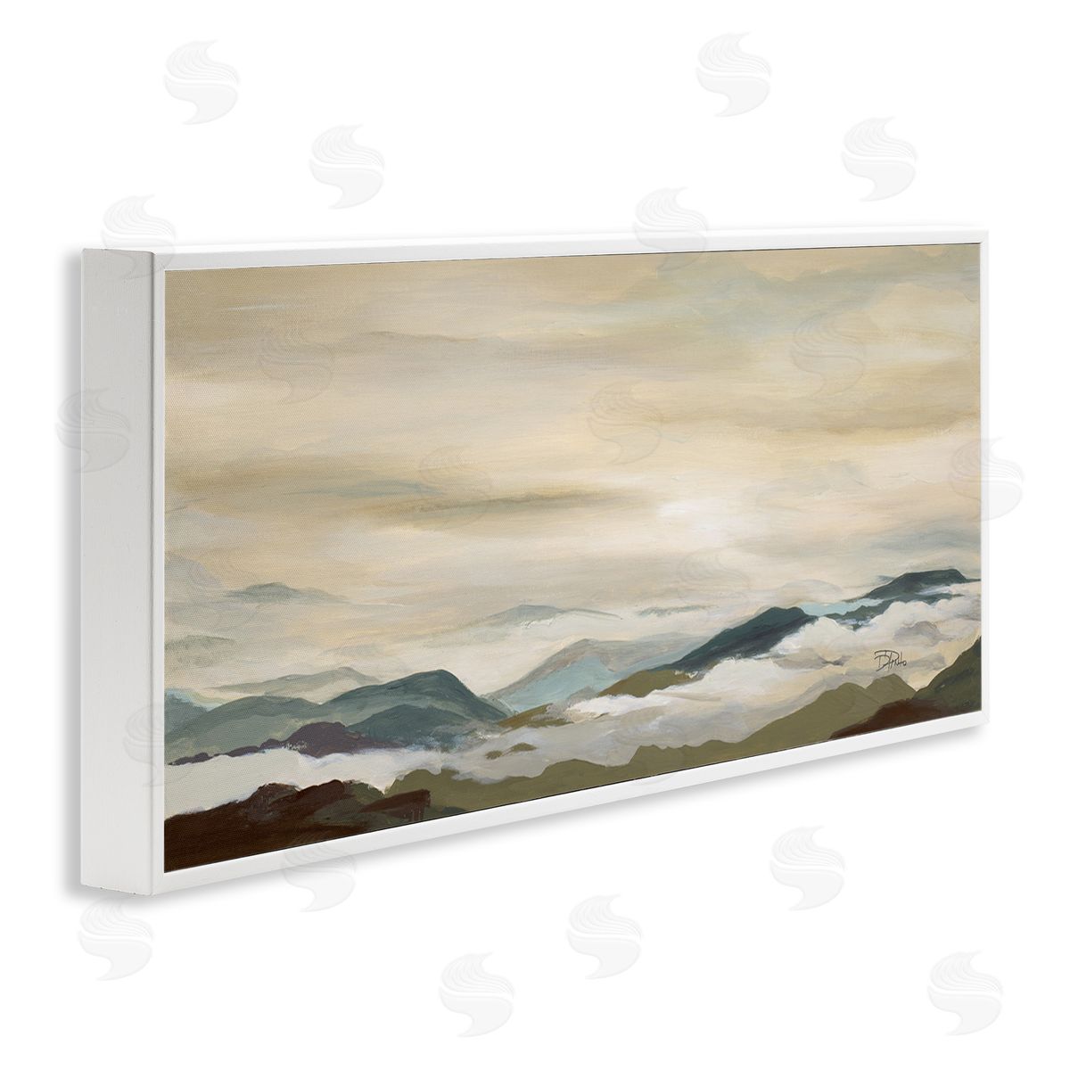 Solemn Mountains Peeking White Frame Print Wall Art, Home Decor by Patricia Pinto