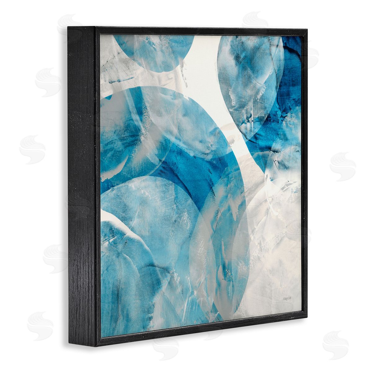 Opaque Blue Spheres Black Frame Print Wall Art, Home Decor by Jeff Iorillo