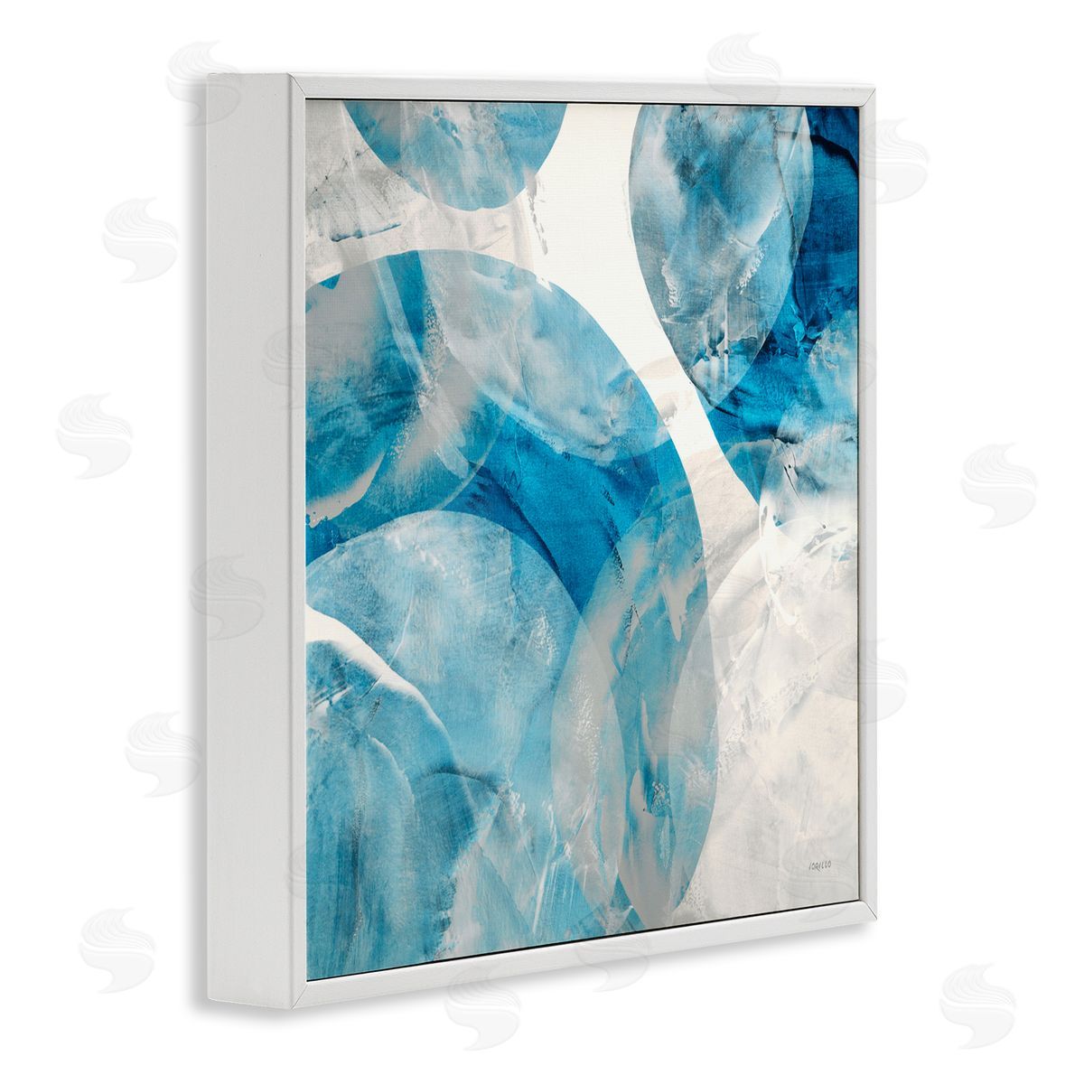 Opaque Blue Spheres White Frame Print Wall Art, Home Decor by Jeff Iorillo