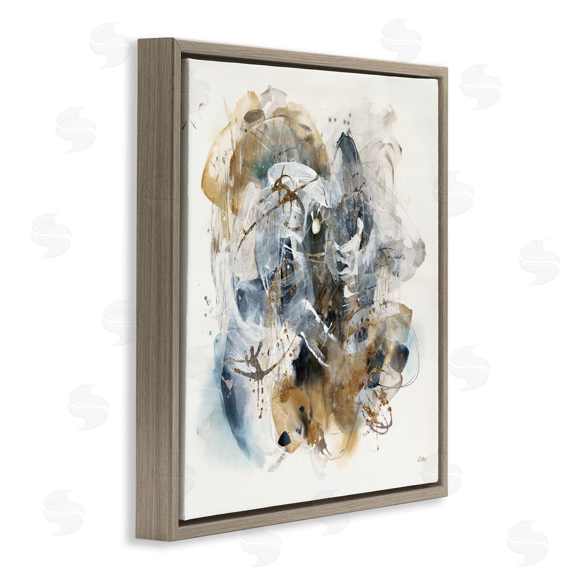 Southwestern Paint Splatter Brown Floating Frame Canvas Wall Art, Home Decor by K. Nari