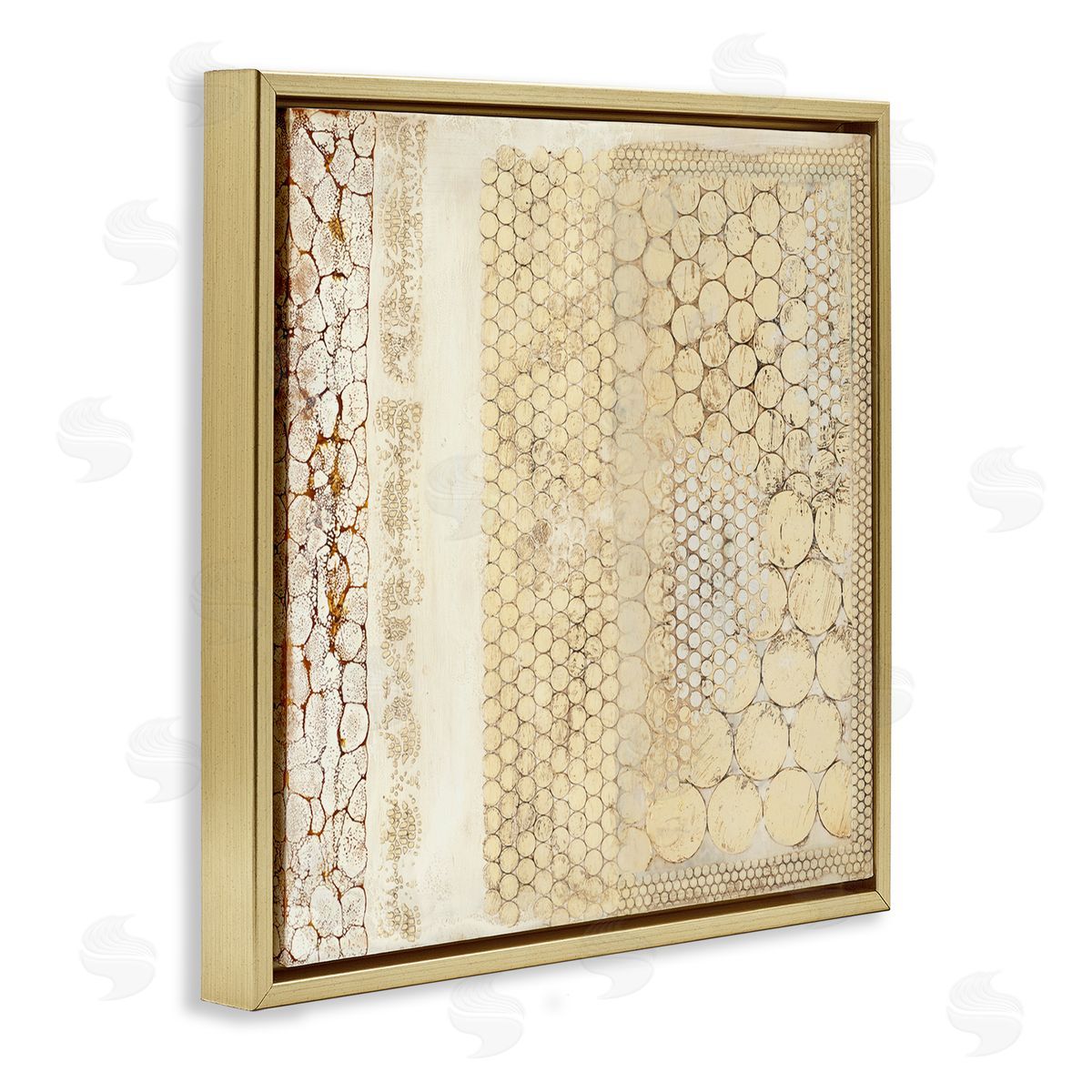 Rustic Country Geometric Gold Floating Frame Canvas Wall Art, Home Decor by Laura Van Horne