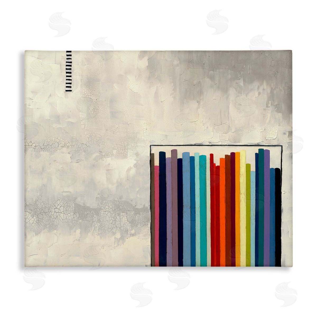 Rainbow Shapes over Grey Canvas Wall Art, Home Decor by Laura Van Horne