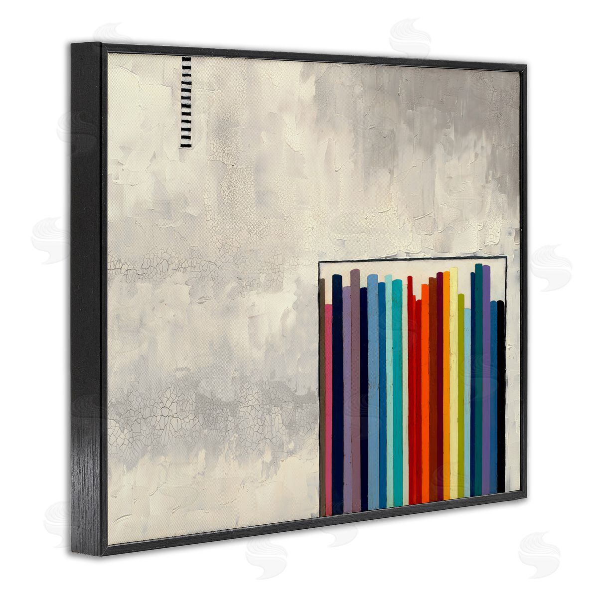 Rainbow Shapes over Grey Black Frame Print Wall Art, Home Decor by Laura Van Horne