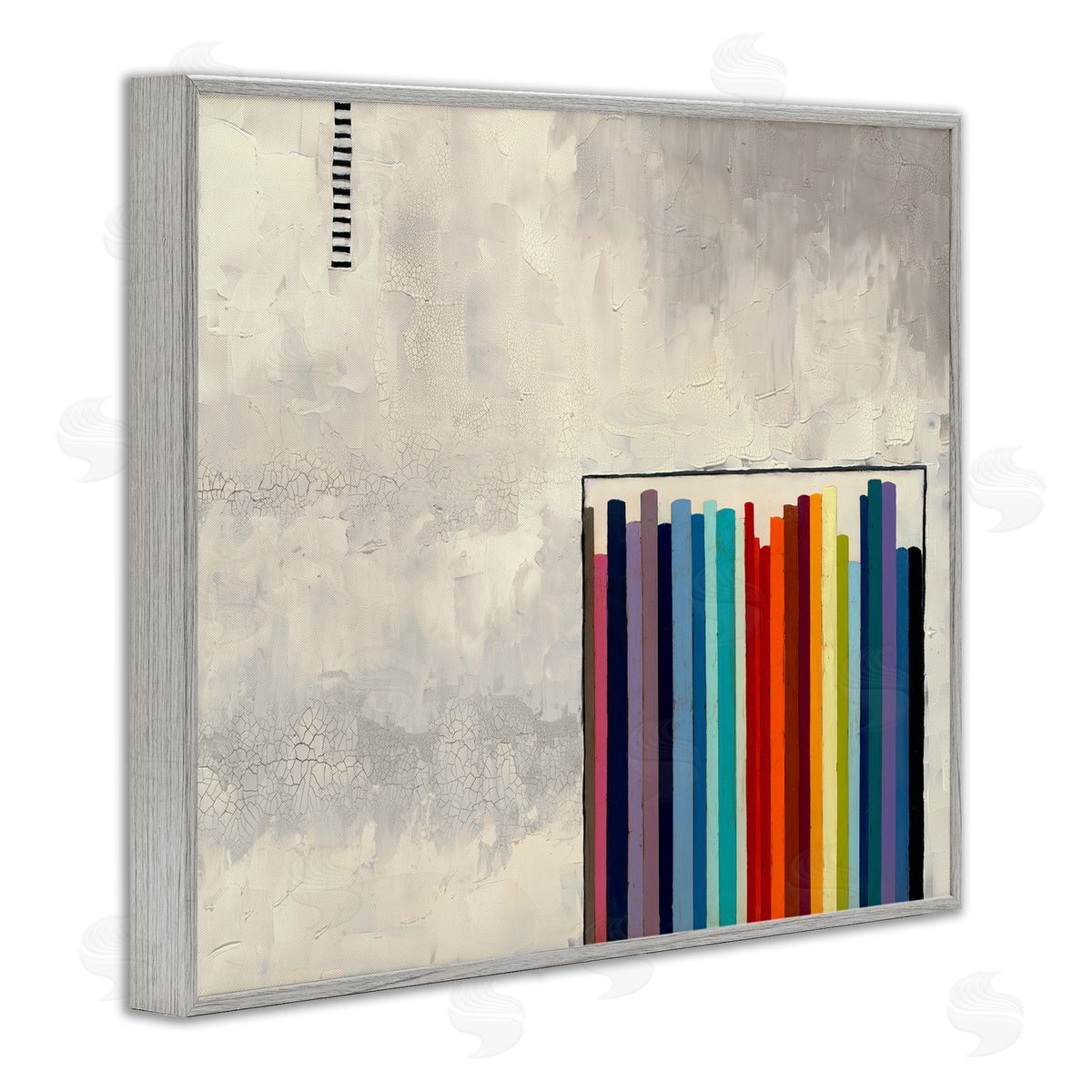 Rainbow Shapes over Grey Grey Frame Print Wall Art, Home Decor by Laura Van Horne