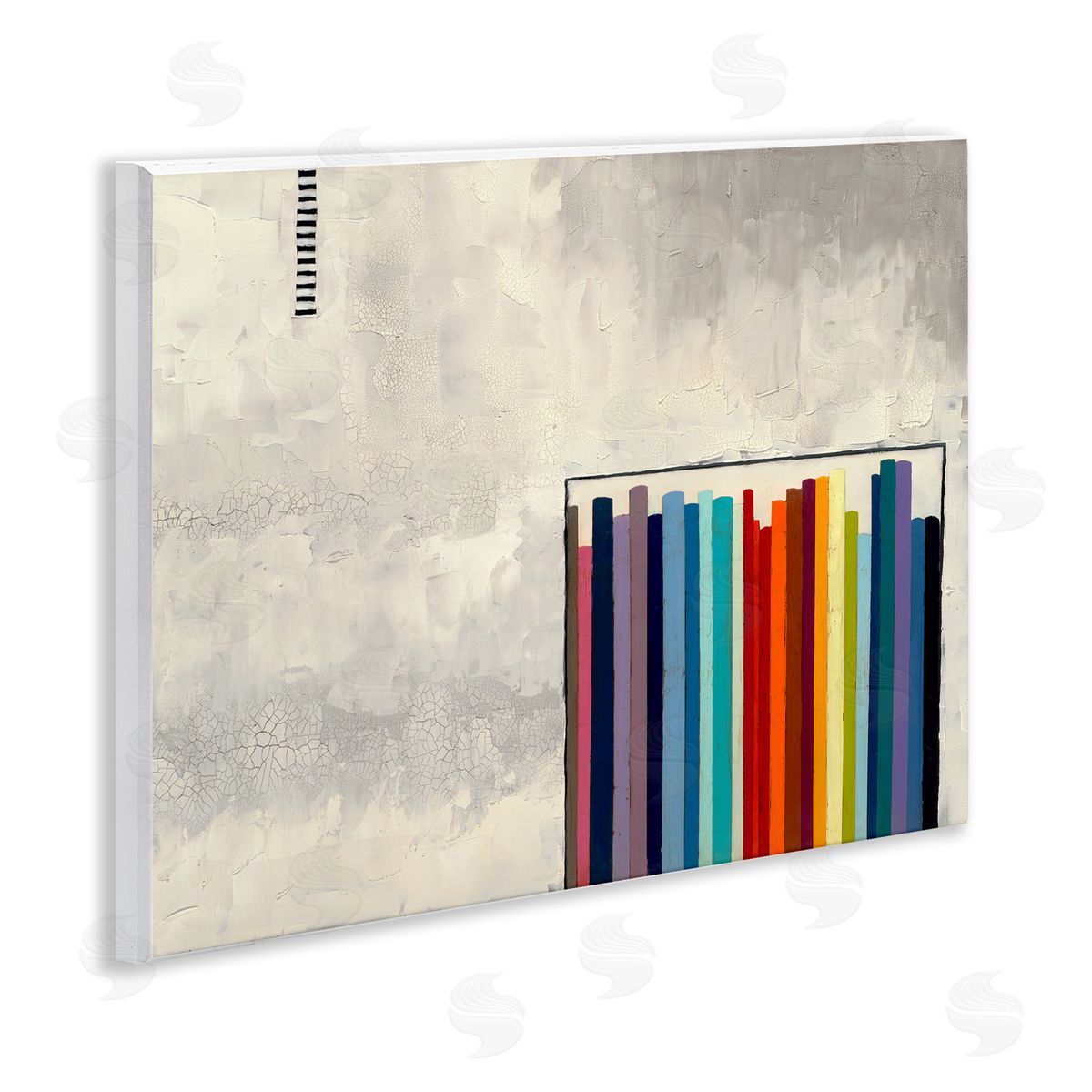 Rainbow Shapes over Grey Wood Plaque Wall Art, Home Decor by Laura Van Horne