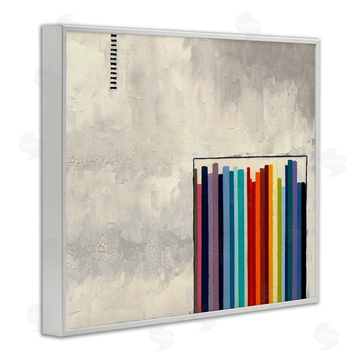 Rainbow Shapes over Grey White Frame Print Wall Art, Home Decor by Laura Van Horne