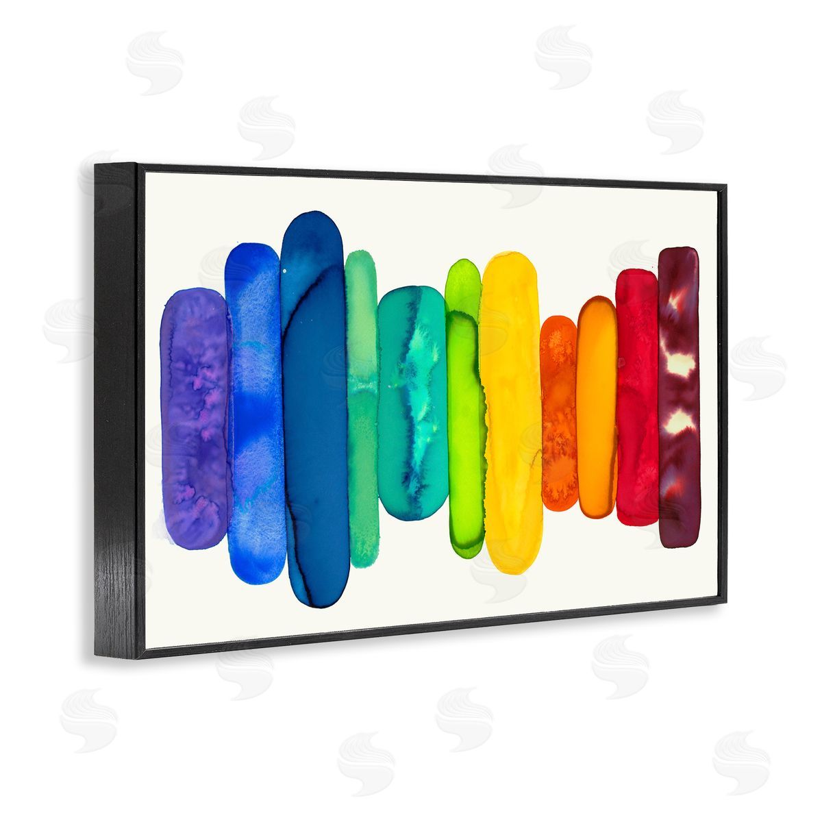 Rainbow Ombre Shapes Black Frame Print Wall Art, Home Decor by Laura Van Horne