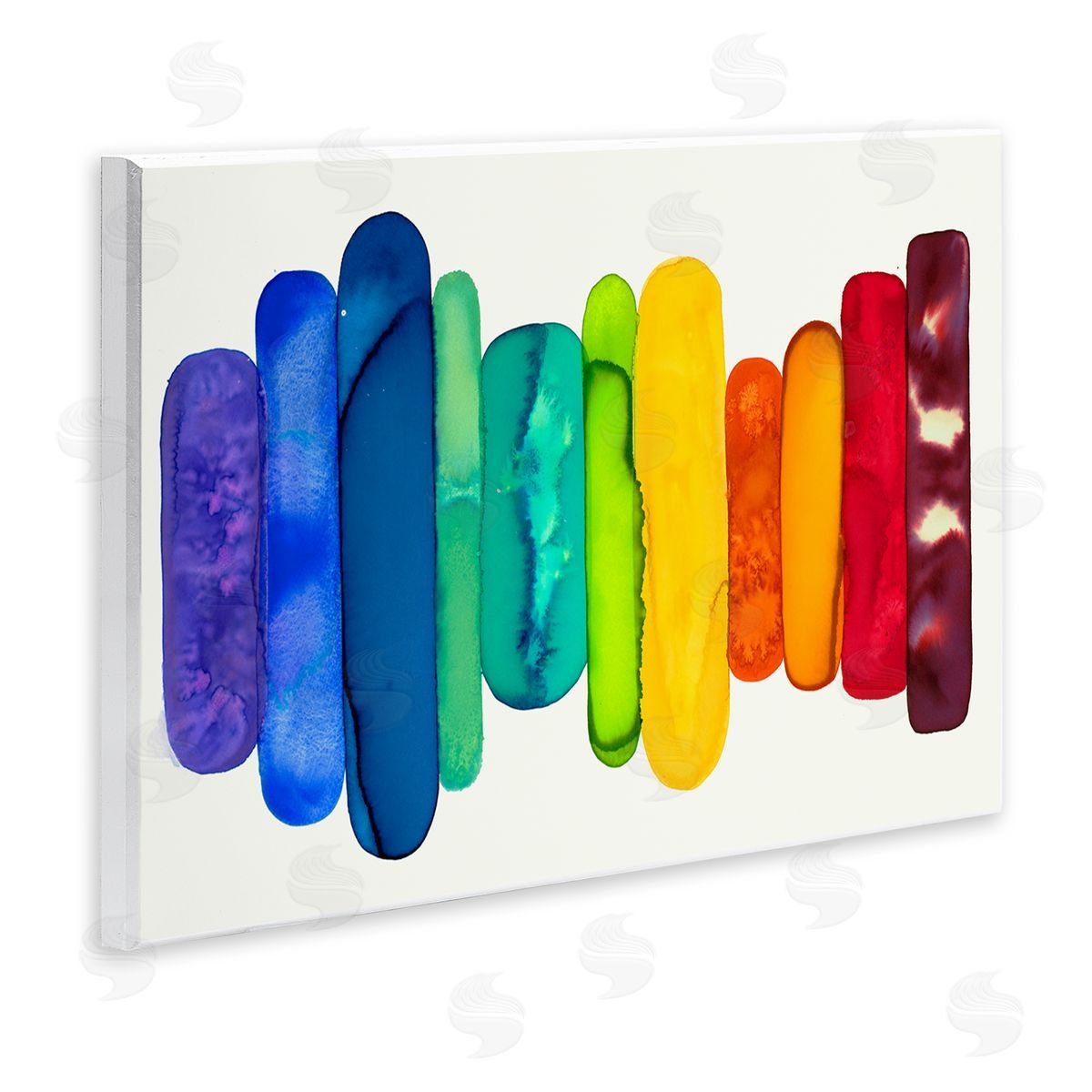 Rainbow Ombre Shapes Wood Plaque Wall Art, Home Decor by Laura Van Horne