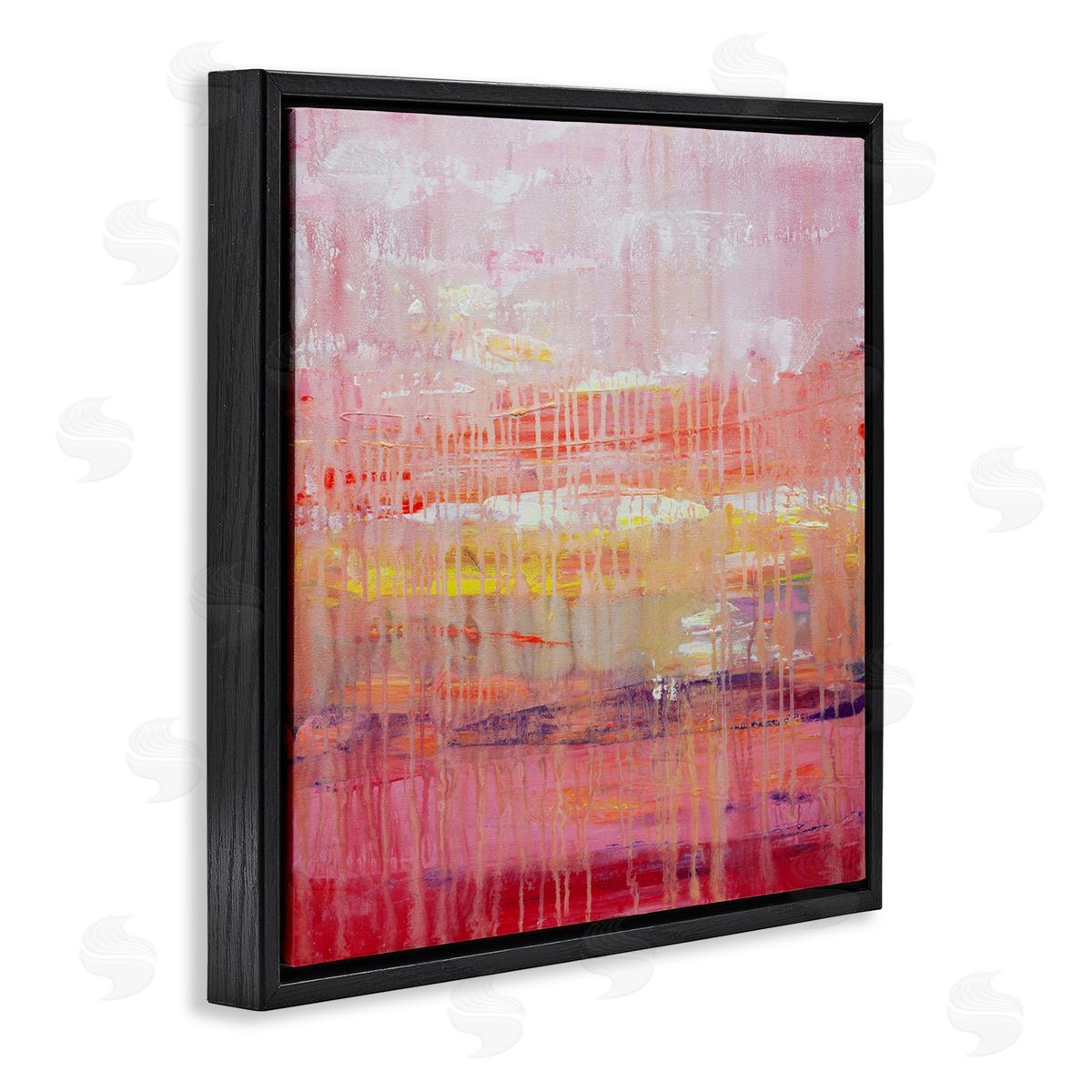 Hilary Winfield Dripping Paint on Pink Black Floating Frame Canvas Wall Art Print