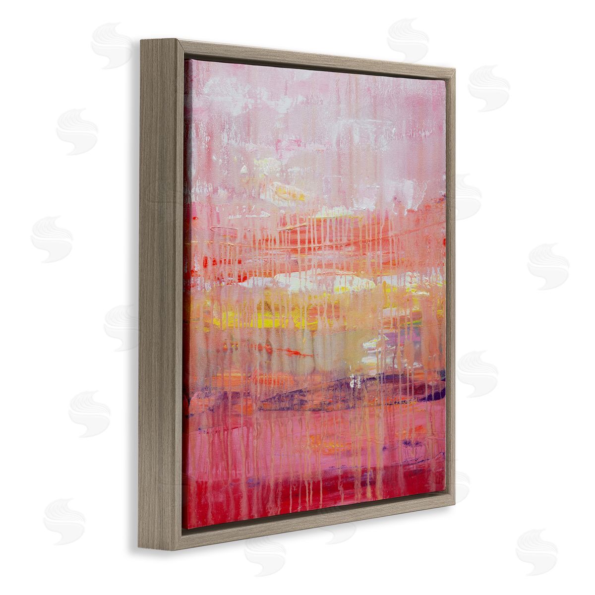 Hilary Winfield Dripping Paint on Pink Brown Floating Frame Canvas Wall Art Print