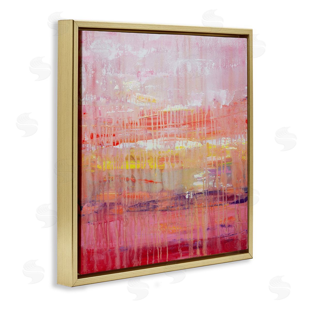 Hilary Winfield Dripping Paint on Pink Gold Floating Frame Canvas Wall Art Print
