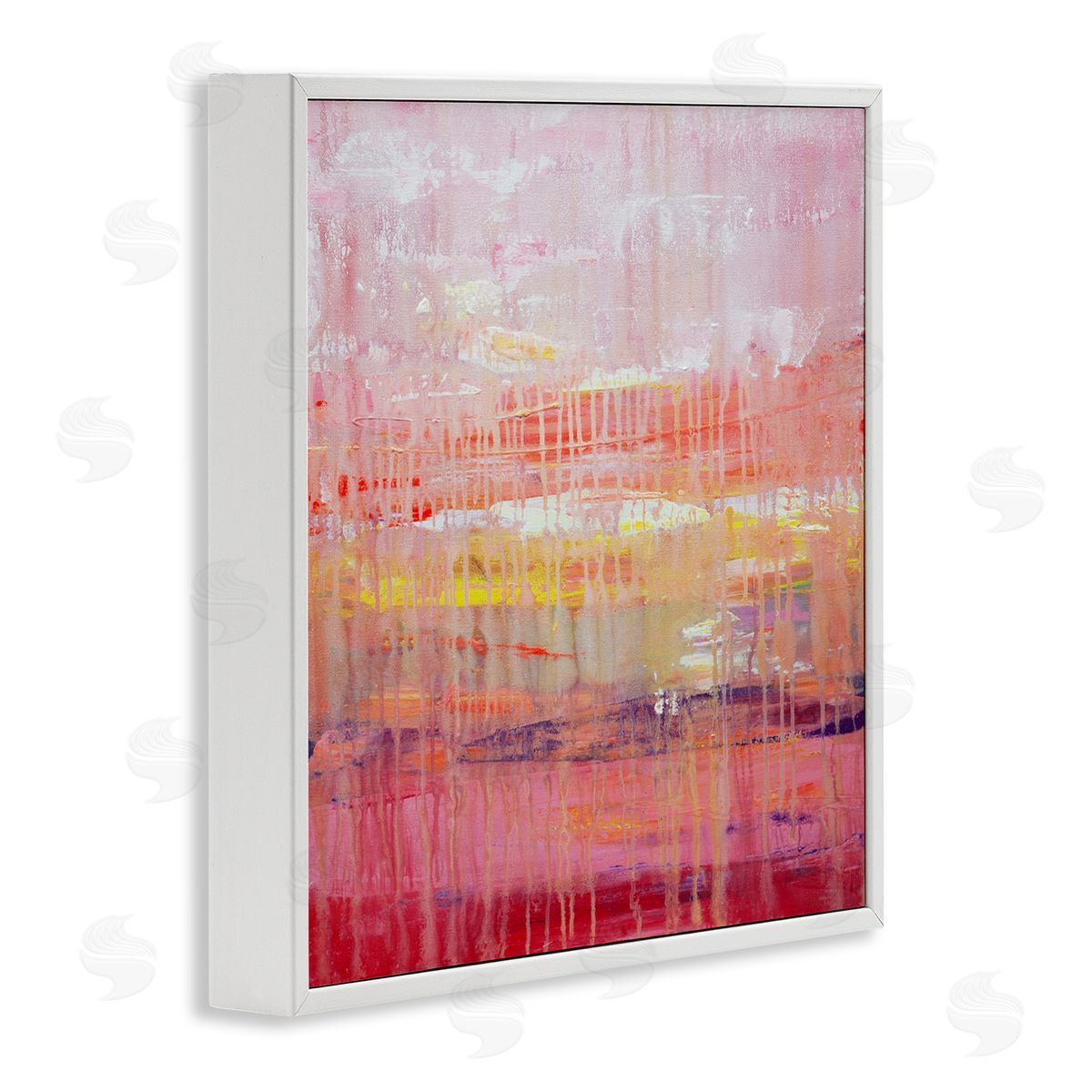Hilary Winfield Dripping Paint on Pink White Framed Giclee Wall Art Print