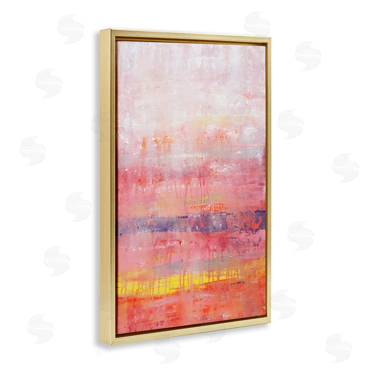 Modern Paint Drip on Pink Gold Floating Frame Canvas Wall Art, Home Decor by Hilary Winfield