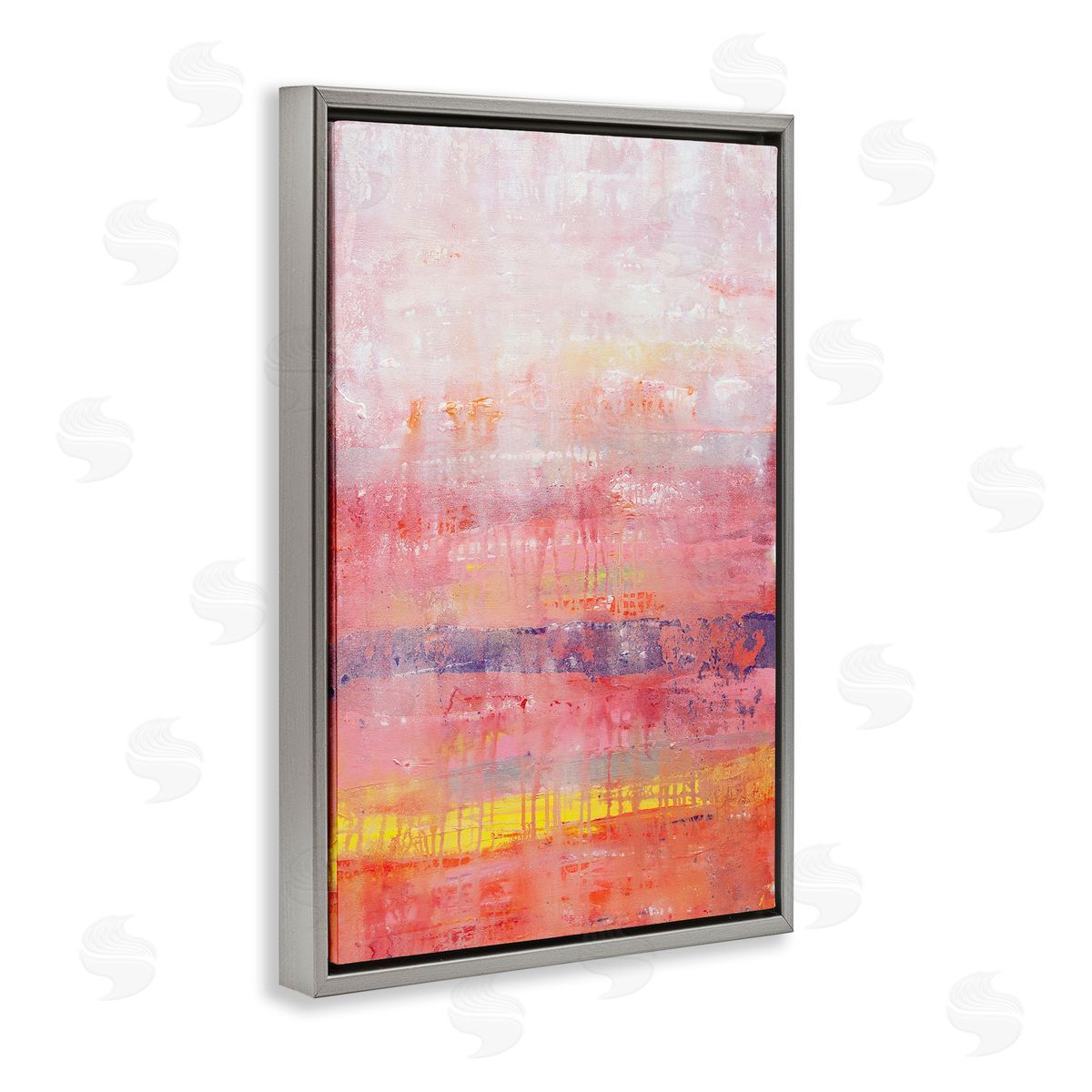 Modern Paint Drip on Pink Grey Floating Frame Canvas Wall Art, Home Decor by Hilary Winfield