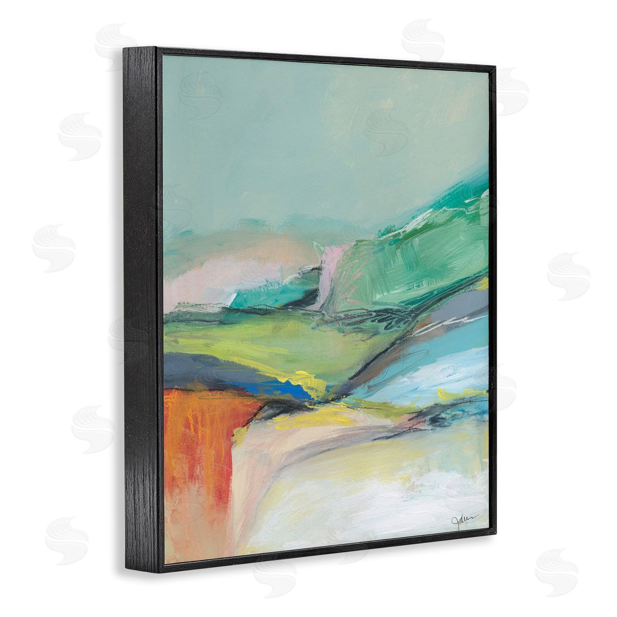Abstract Modern Landscape Black Frame Print Wall Art, Home Decor by Jan Weiss