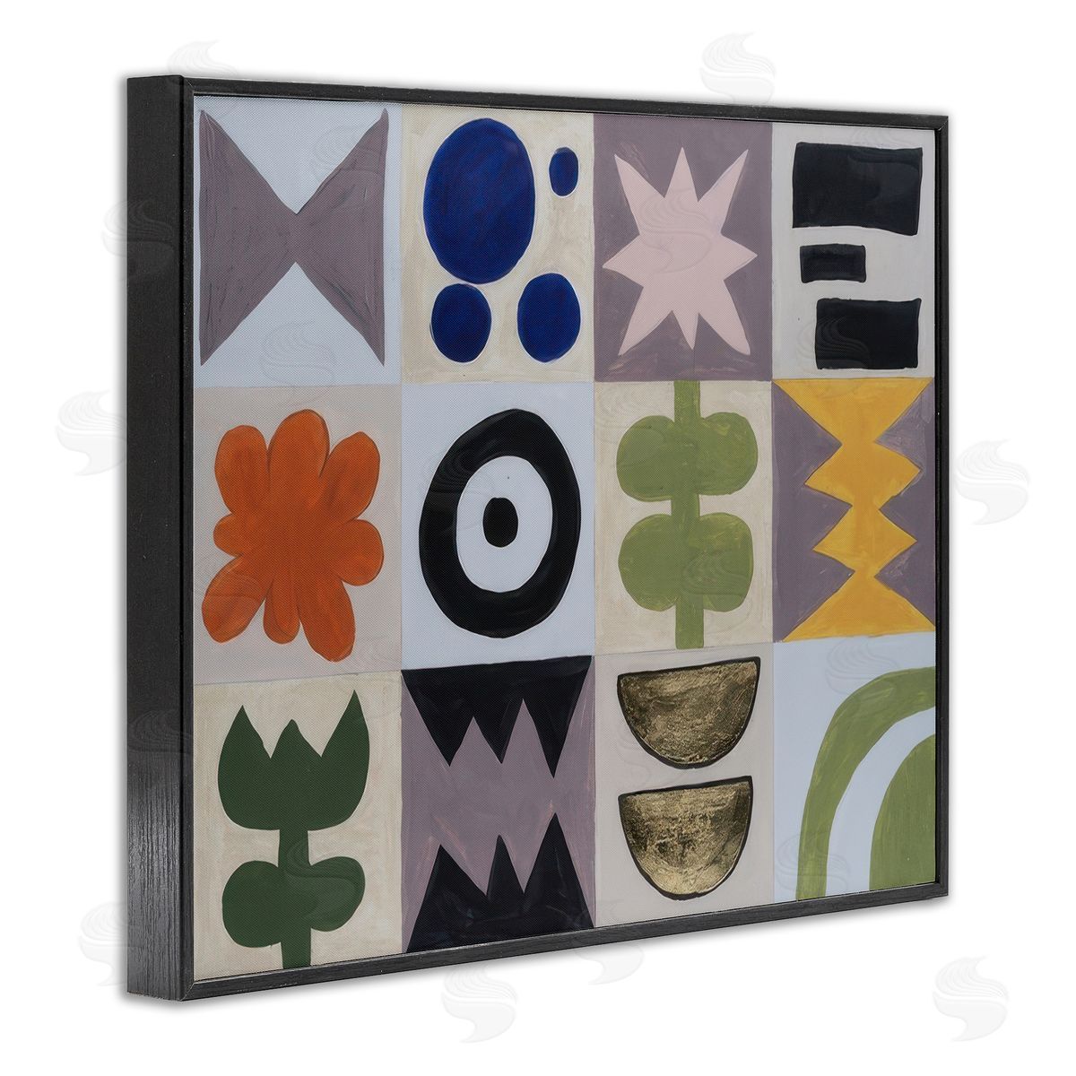 Michael Willett Contemporary Tulips & Shapes Black Framed Giclee Wall Art Print