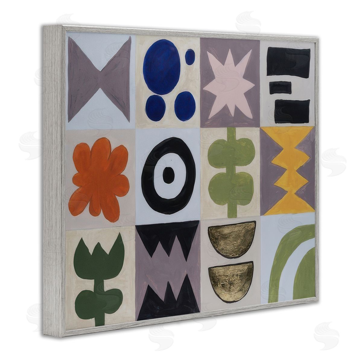 Michael Willett Contemporary Tulips & Shapes Gray Framed Giclee Wall Art Print