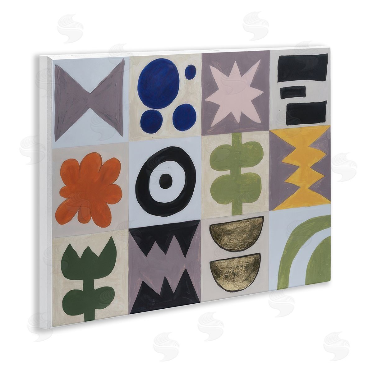 Michael Willett Contemporary Tulips & Shapes Wooden Wall Plaque Art Print