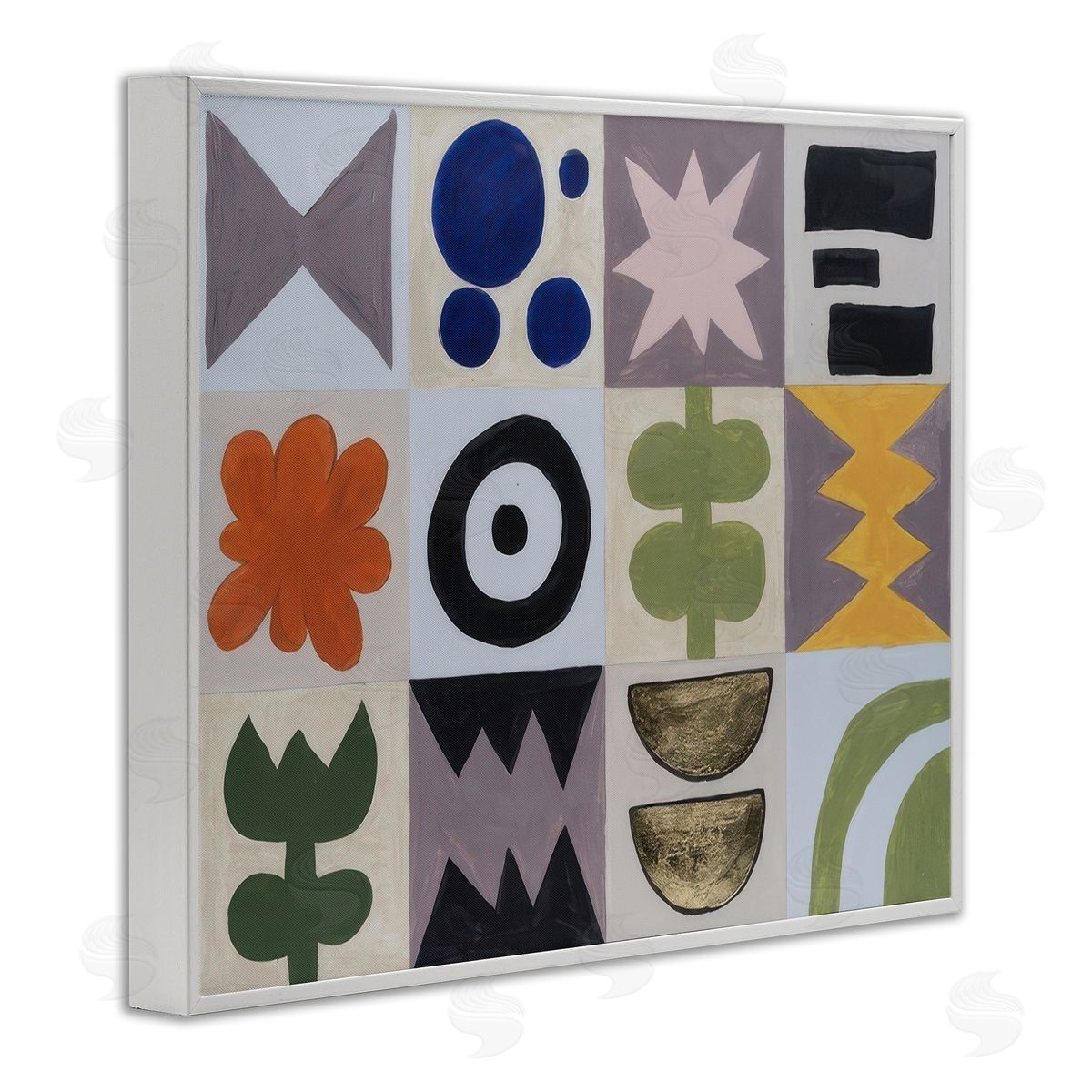 Michael Willett Contemporary Tulips & Shapes White Framed Giclee Wall Art Print