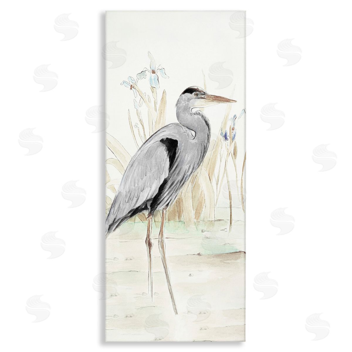 Heron in Lake Drawing Canvas Wall Art, Home Decor by Lanie Loreth