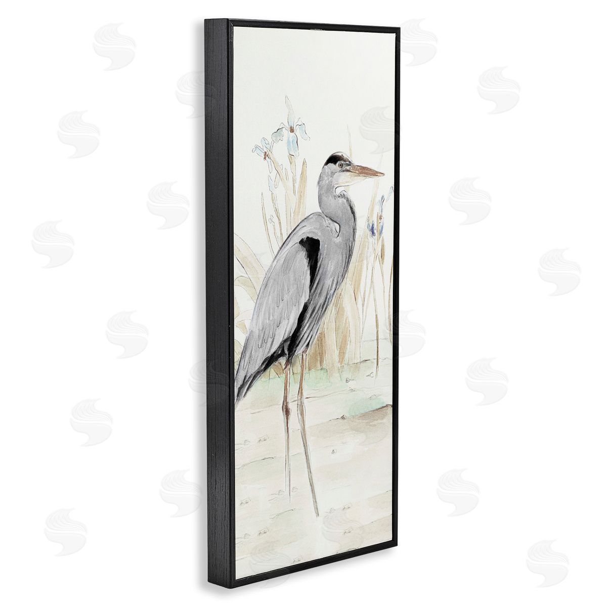 Heron in Lake Drawing Black Frame Print Wall Art, Home Decor by Lanie Loreth