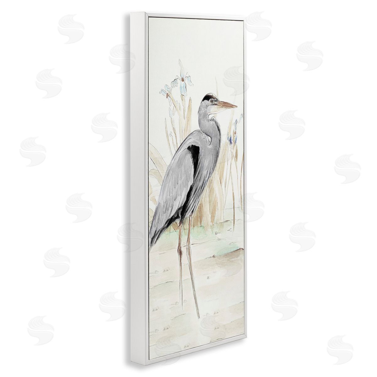 Heron in Lake Drawing White Frame Print Wall Art, Home Decor by Lanie Loreth