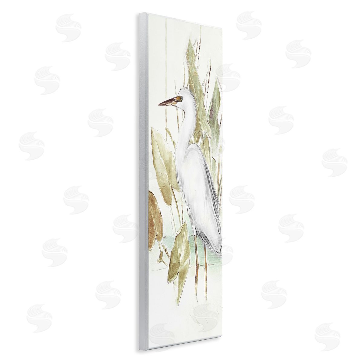 Egret in Lake Drawing Wood Plaque Wall Art, Home Decor by Lanie Loreth