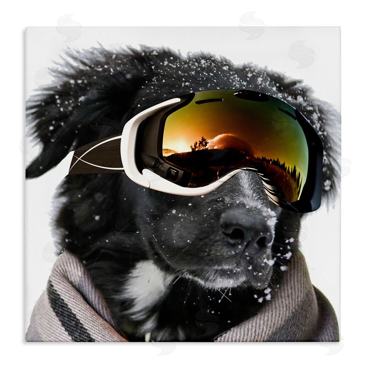 Snowboarder Dog with Goggles Canvas Wall Art, Home Decor by Sd Graphics Studio