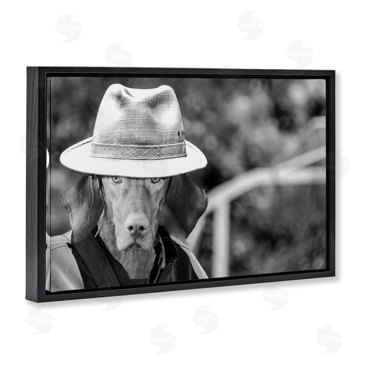 Country Cowboy Dog Black Floating Frame Canvas Wall Art, Home Decor by Sd Graphics Studio