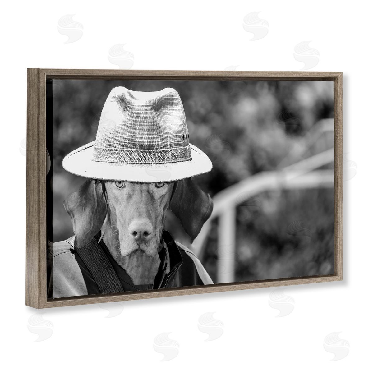 Country Cowboy Dog Brown Floating Frame Canvas Wall Art, Home Decor by Sd Graphics Studio