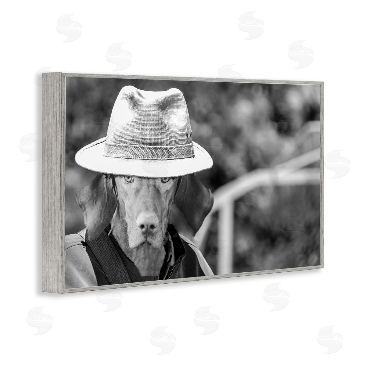 Country Cowboy Dog Grey Frame Print Wall Art, Home Decor by Sd Graphics Studio