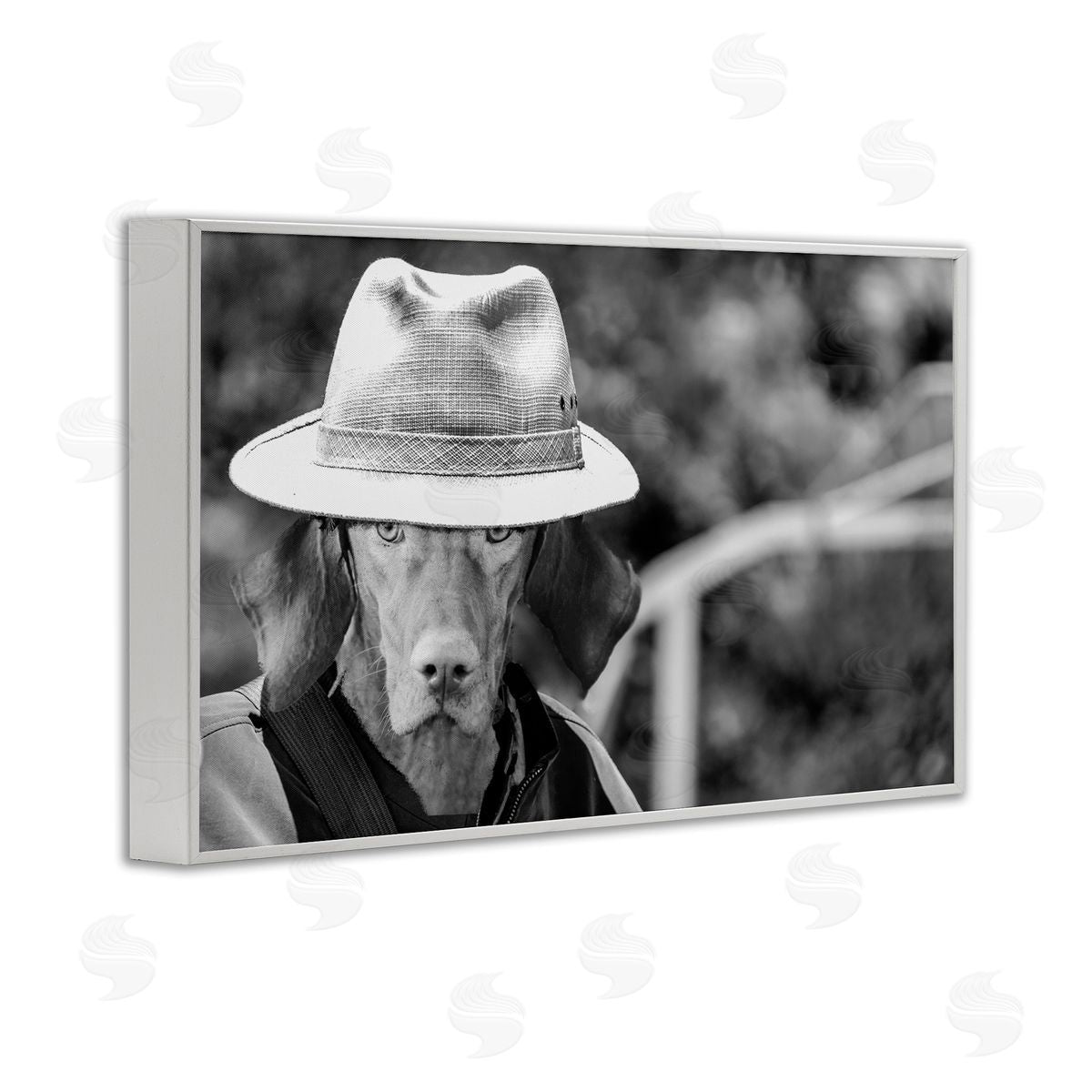 Country Cowboy Dog White Frame Print Wall Art, Home Decor by Sd Graphics Studio