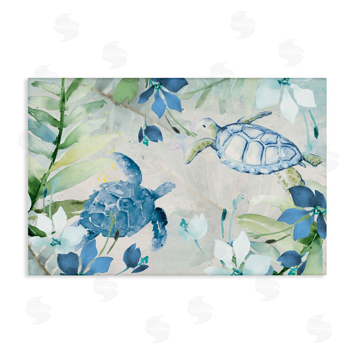 Turtles Among Flowers Canvas Wall Art, Home Decor by Lanie Loreth