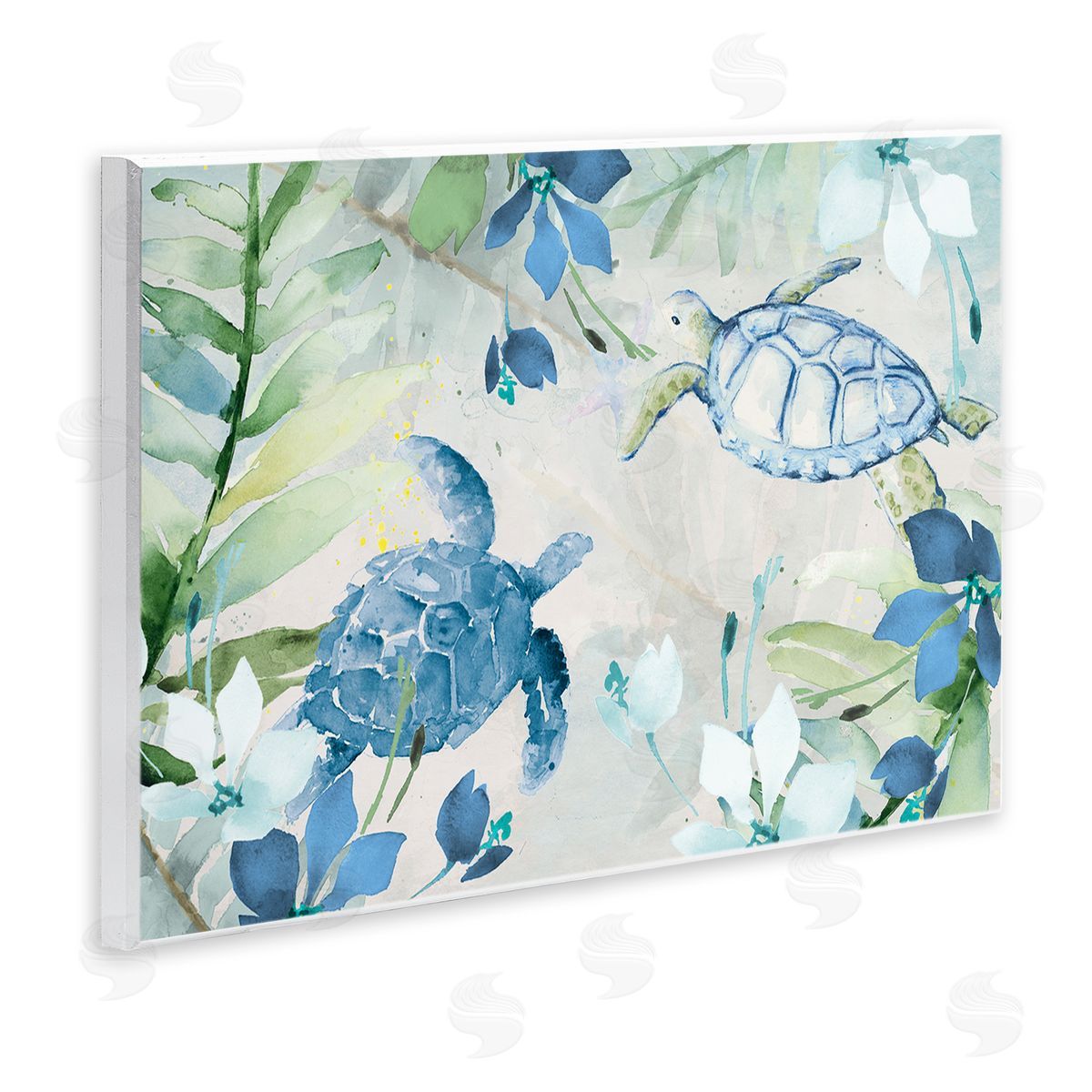 Turtles Among Flowers Wood Plaque Wall Art, Home Decor by Lanie Loreth