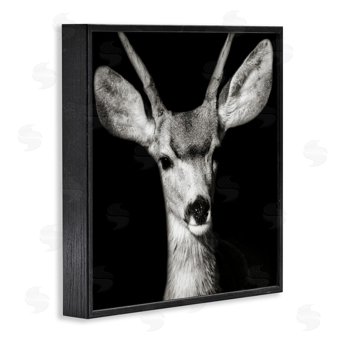 Gazing Deer Portrait Black Frame Print Wall Art, Home Decor by Kathy Mansfield