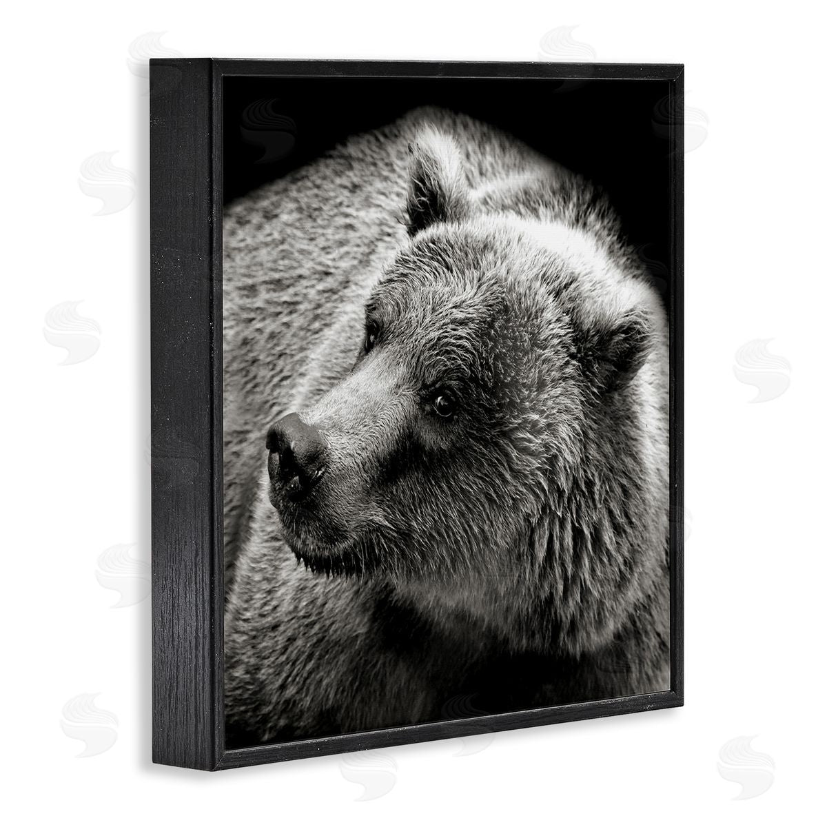 Bear Looking Left Black Frame Print Wall Art, Home Decor by Kathy Mansfield