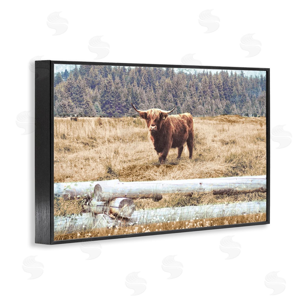 Country Cattle with Fence Black Frame Print Wall Art, Home Decor by Gail Peck