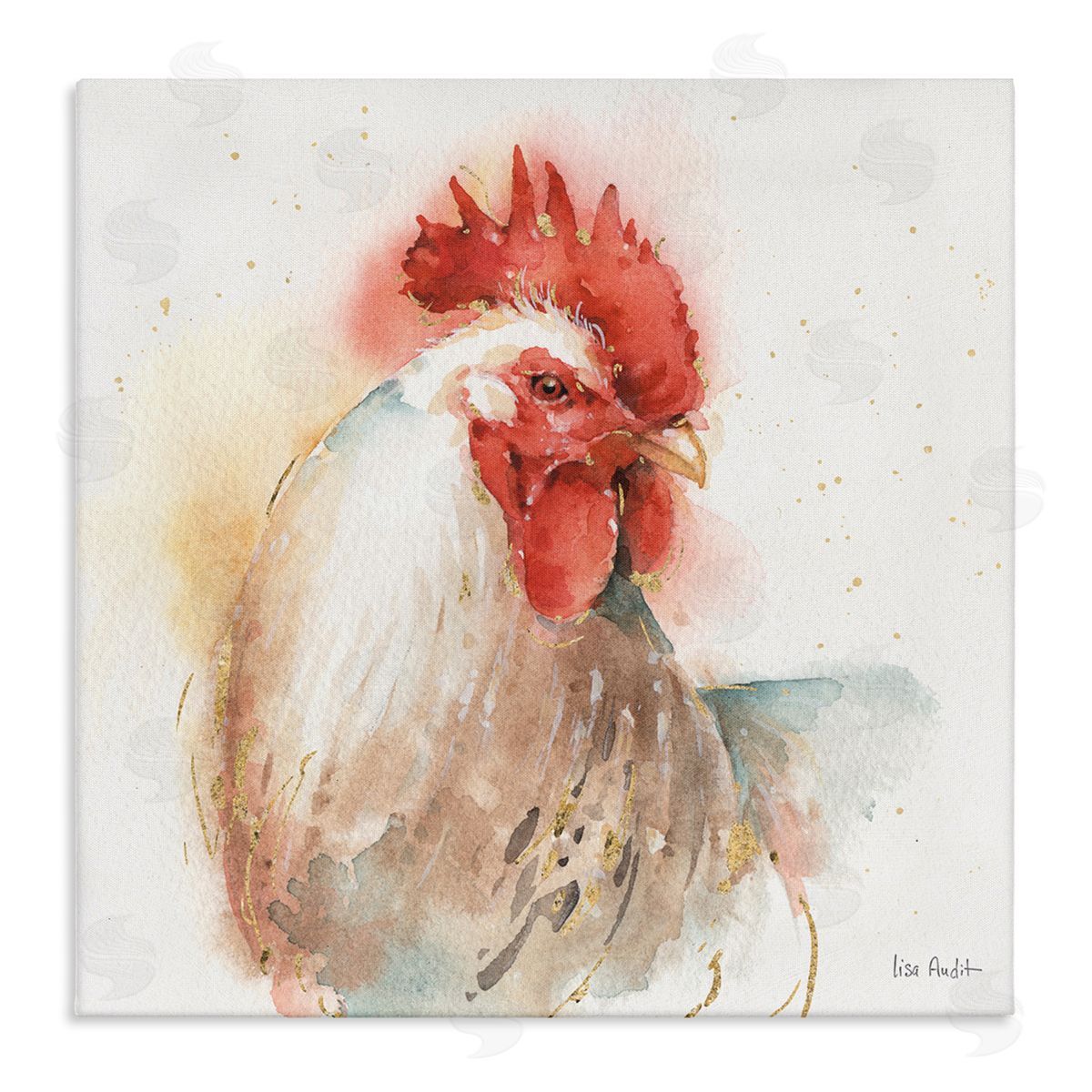 Hen with Watercolor Splash Canvas Wall Art, Home Decor by Lisa Audit