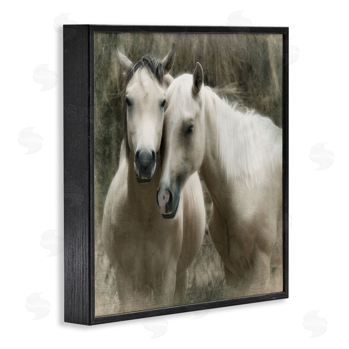 Snuggling Horses on Farm Black Frame Print Wall Art, Home Decor by Rhonda Addison