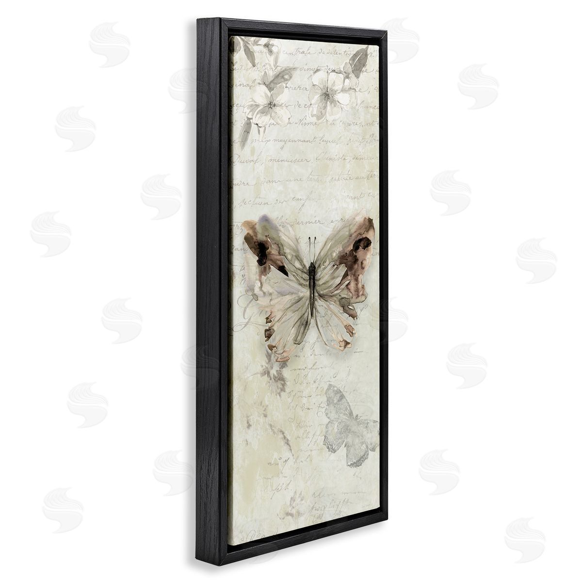 Timeless Butterflies with Cursive Black Floating Frame Canvas Wall Art, Home Decor by Carol Robinson