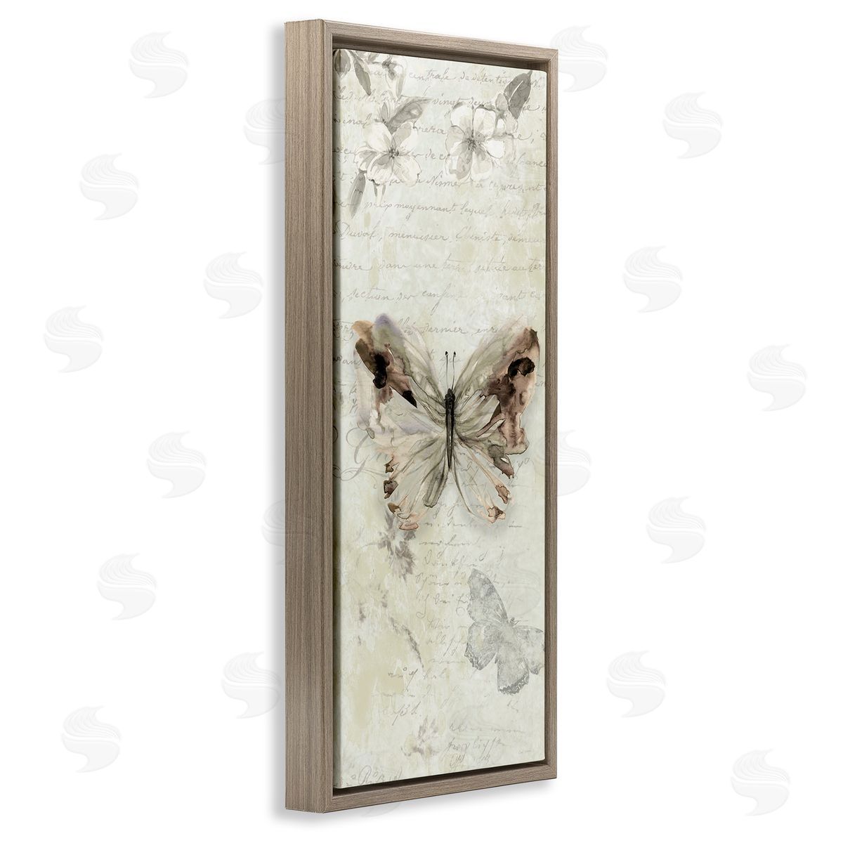 Timeless Butterflies with Cursive Brown Floating Frame Canvas Wall Art, Home Decor by Carol Robinson