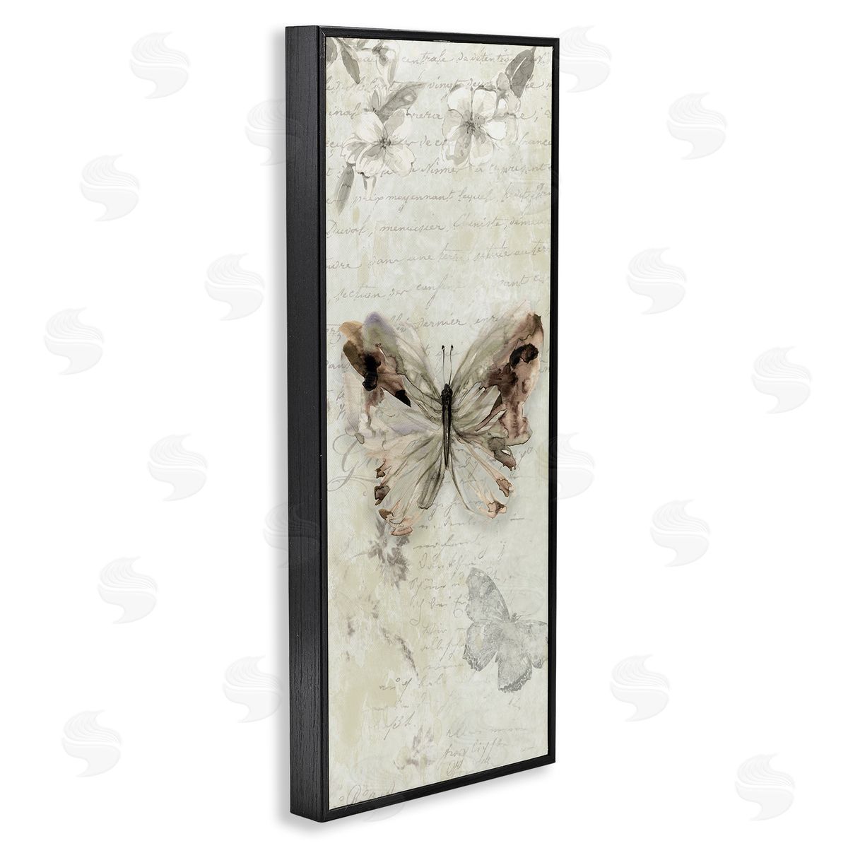 Timeless Butterflies with Cursive Black Frame Print Wall Art, Home Decor by Carol Robinson
