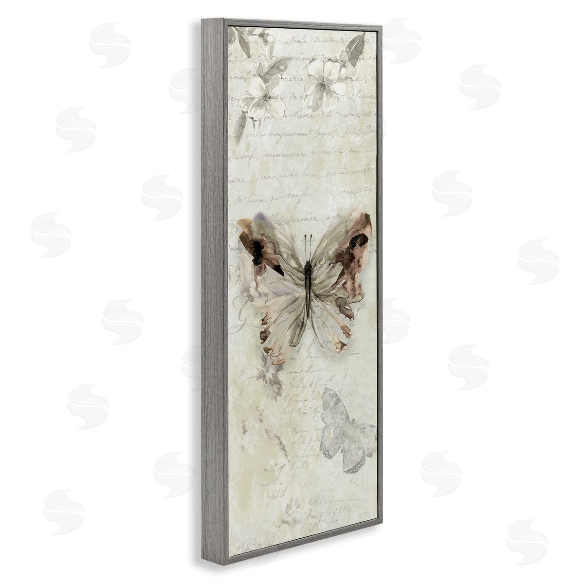 Timeless Butterflies with Cursive Grey Frame Print Wall Art, Home Decor by Carol Robinson
