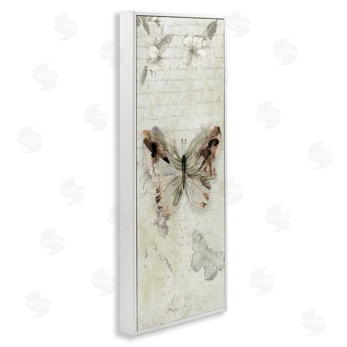 Timeless Butterflies with Cursive White Frame Print Wall Art, Home Decor by Carol Robinson
