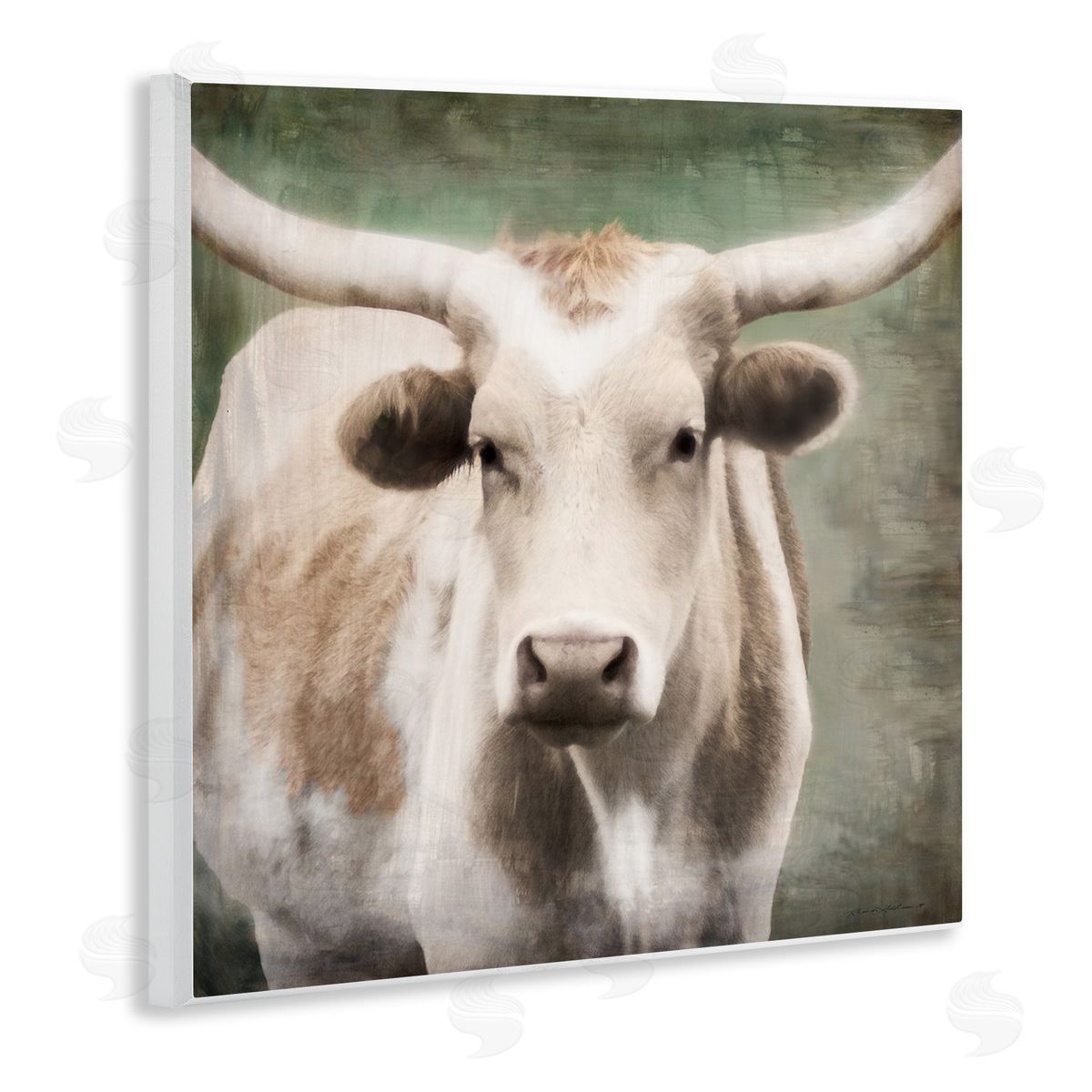 Rustic Longhorn Cattle Wood Plaque Wall Art, Home Decor by Rhonda Addison