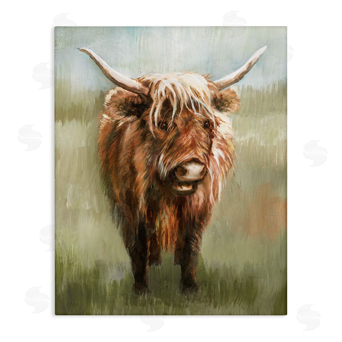 Highland Cattle Painting Canvas Wall Art, Home Decor by Nan